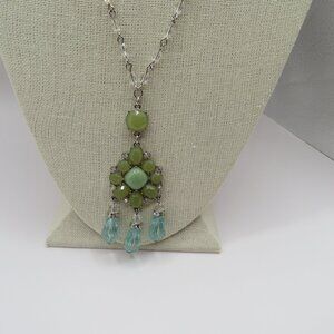 Silver Tone Tassel Beaded Necklace